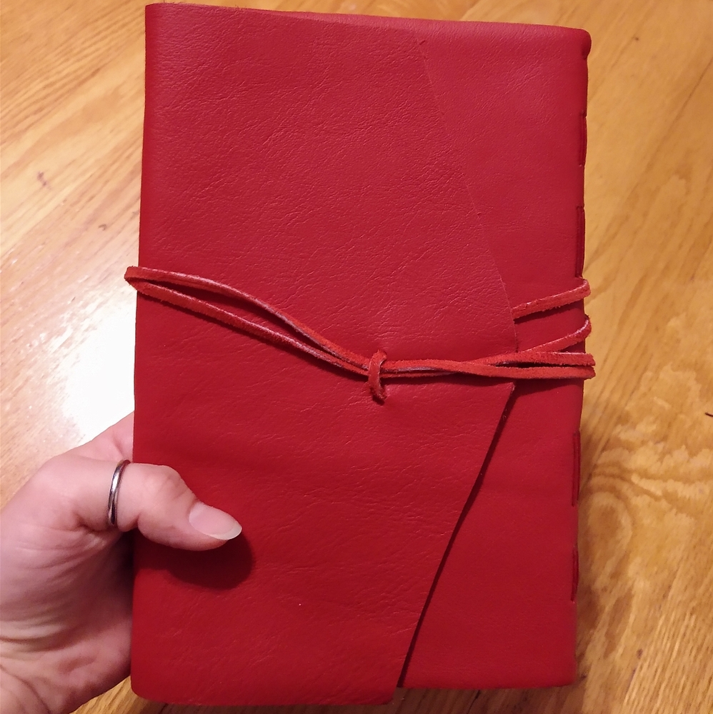 Red leather journal